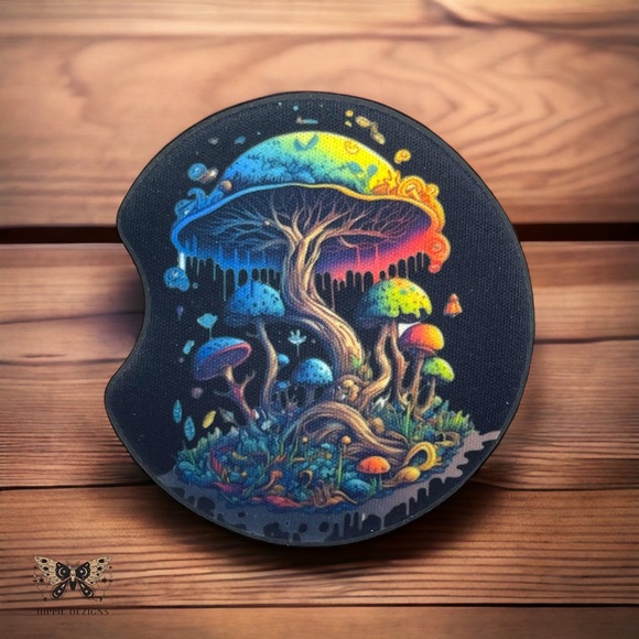 Hand Crafted Accessories - Mushroom Tree Car Coaster 2 Pack